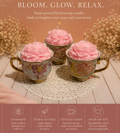 Vintage Teacup Candle | Unique Handmade Candle Gift for Tea Lovers | Keepsake Soy Candle