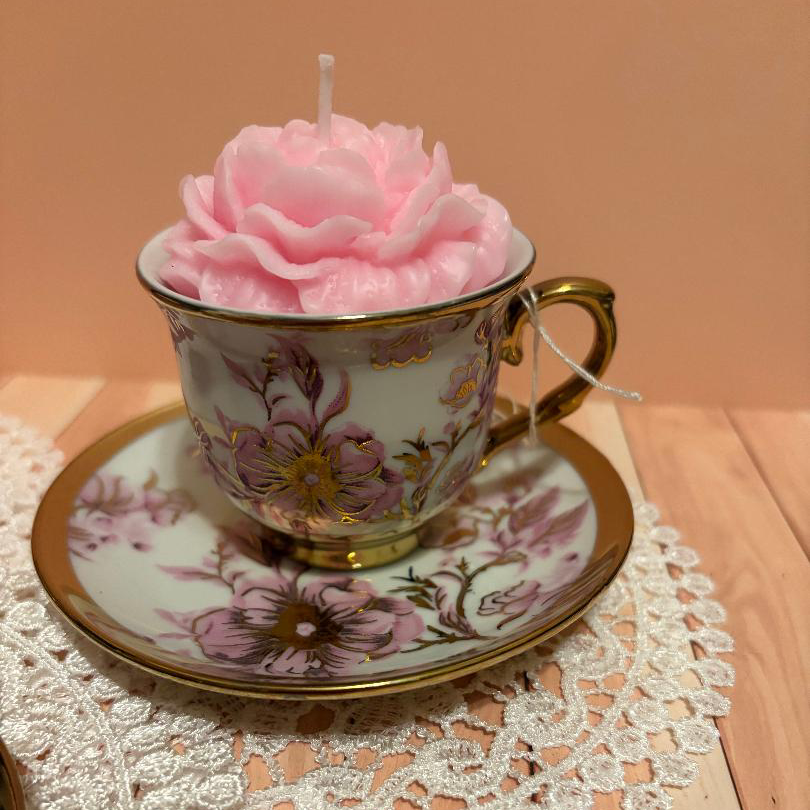 Vintage Teacup Candle | Unique Handmade Candle Gift for Tea Lovers | Keepsake Soy Candle