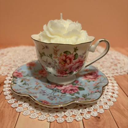 Vintage Teacup Candle | Unique Handmade Candle Gift for Tea Lovers | Keepsake Soy Candle