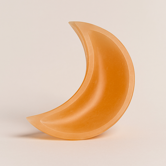 Peach Selenite Moon Trinket Dish