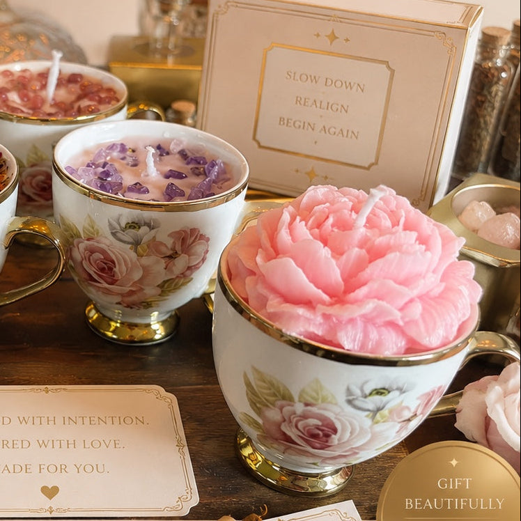 Vintage Teacup Candle | Unique Handmade Candle Gift for Tea Lovers | Keepsake Soy Candle